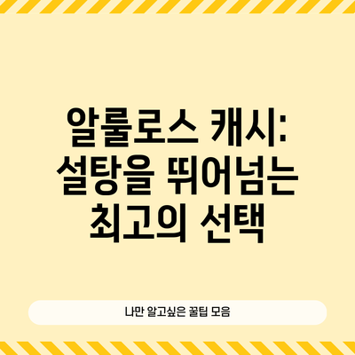 알룰로스 캐시: 설탕을 뛰어넘는 최고의 선택