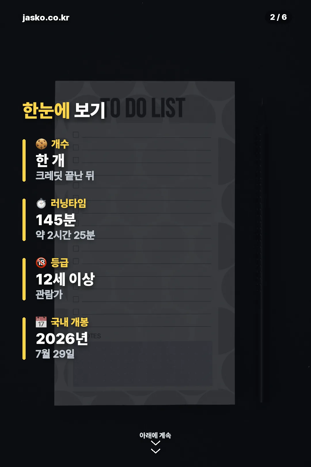 개수와 러닝타임 요약