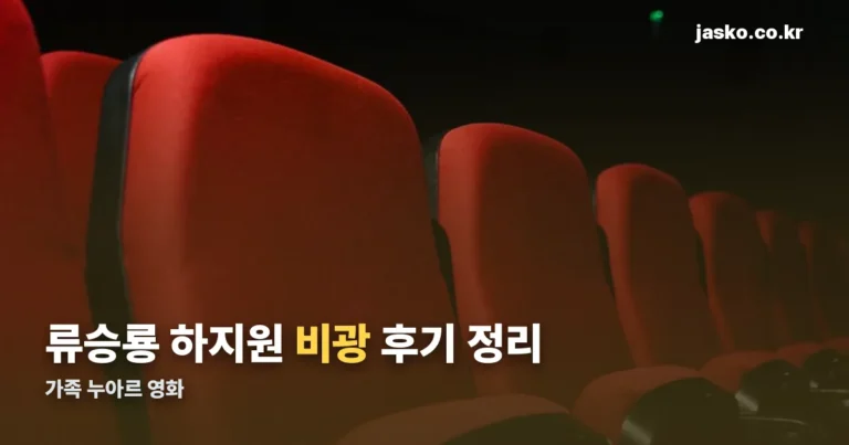 한국영화 비광 후기 리뷰 — 류승룡 하지원 가족 누아르